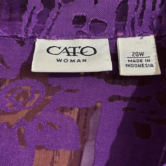 Cato Women’s Purple See Through Lace Button Front Summer Shirt Sz-20W - Picture 4 of 6